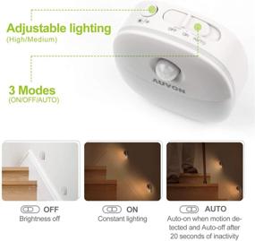 img 2 attached to 🔦 AUVON Rechargeable Motion Sensor Night Light: Warm White LED Stick-On Closet Light with Dusk to Dawn Sensor, Adjustable Brightness - Perfect for Wall, Stairs, Cabinet, Hallway (2 Pack)