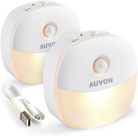 img 4 attached to 🔦 AUVON Rechargeable Motion Sensor Night Light: Warm White LED Stick-On Closet Light with Dusk to Dawn Sensor, Adjustable Brightness - Perfect for Wall, Stairs, Cabinet, Hallway (2 Pack)