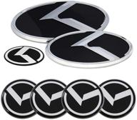 chuangzhi sales 7pcs fit kia emblem stickers with front tailgate stickers steering wheel badge wheel center cap decal for car accessories set (black silver) logo