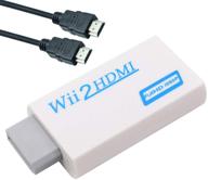 🎮 honshen wii to hdmi converter adapter with 3ft hdmi cable - output video & audio with 3.5mm jack - supports all wii display modes (ntsc 480i, 480p, pal 576i) - compatible with full hd devices (white) logo