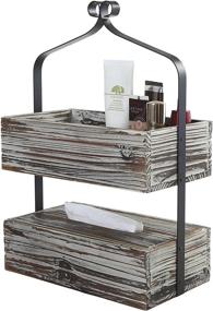 img 4 attached to MyGift Rustic Torched Counter Top Organizer