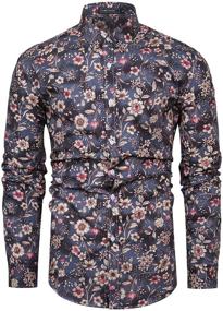 img 4 attached to TUNEVUSE Floral Shirts Sleeve Casual Men's Clothing