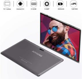 img 2 attached to 📱 10 Inch 2 in 1 Android Tablet with Keyboard, Quad Core, Google GMS Certified, IPS HD Display, 8MP Dual Camera, 8000mAh Battery, WiFi - Gray (32GB Storage)