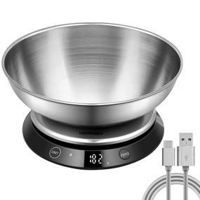 img 4 attached to USB Rechargeable Food Scale with Bowl: Precision Digital Weight Measurement for Cooking and Baking - Ounces and Grams, Stainless Steel Bowl Included