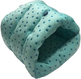 img 4 attached to 🐹 Cozy Hanging Cage Cave Bed for Hamsters, Guinea Pigs, Rats, and Chinchillas - Warm, Small Animals Retreat (Medium Size, Star-Blue)