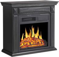 r.w.flame electric fireplace mantel: stylish freestanding heater with adjustable led flame and remote control, 750w/1500w, black logo