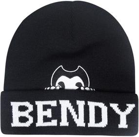 img 3 attached to 🎩 Bendy and the Ink Machine Beanie - Stylish Black and White Bendy Hat