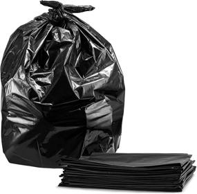 img 4 attached to Large Black Heavy Duty Garbage Bags, 55-60 Gallon, 3.0 Mil Thickness, 50 Count with Ties - Contractor Trash Bags