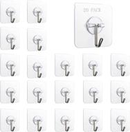 🔧 fowokaw wall hooks 15lb(max) transparent reusable seamless hooks: heavy duty self adhesive hooks - 20 pack логотип