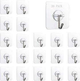 img 4 attached to 🔧 FOWOKAW Wall Hooks 15lb(Max) Transparent Reusable Seamless Hooks: Heavy Duty Self Adhesive Hooks - 20 Pack