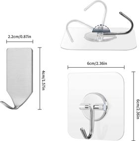 img 3 attached to 🔧 FOWOKAW Wall Hooks 15lb(Max) Transparent Reusable Seamless Hooks: Heavy Duty Self Adhesive Hooks - 20 Pack