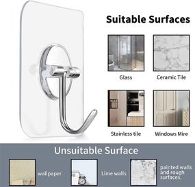 img 1 attached to 🔧 FOWOKAW Wall Hooks 15lb(Max) Transparent Reusable Seamless Hooks: Heavy Duty Self Adhesive Hooks - 20 Pack