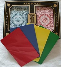 img 1 attached to Enhance Your Poker Game with 2 Free Cut Cards + KEM Arrow Red Blue Playing Cards - Poker Size Regular Index Combo