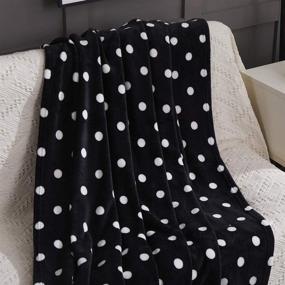 img 2 attached to 🛏️ COCOPLAY W Black Twin Blanket: White Polka Dots, Flannel Fleece, 60×80 Inches - All-Season Super Luxury Lightweight Warm Soft Cozy Blanket for Bed, Couch, Car