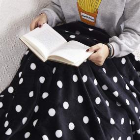 img 1 attached to 🛏️ COCOPLAY W Black Twin Blanket: White Polka Dots, Flannel Fleece, 60×80 Inches - All-Season Super Luxury Lightweight Warm Soft Cozy Blanket for Bed, Couch, Car