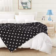 🛏️ cocoplay w black twin blanket: white polka dots, flannel fleece, 60×80 inches - all-season super luxury lightweight warm soft cozy blanket for bed, couch, car logo