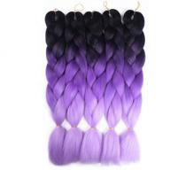 🌈 kanekalon ombre braiding hair synthetic crochet braids twist - 24-inch, 5pcs/lot, 100g - ombre two-three tone jumbo braid hair extensions dreadlocks (black-purple-lavender) logo