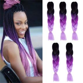 img 3 attached to 🌈 Kanekalon Ombre Braiding Hair Synthetic Crochet Braids Twist - 24-inch, 5pcs/lot, 100g - Ombre Two-Three Tone Jumbo Braid Hair Extensions Dreadlocks (Black-Purple-Lavender)