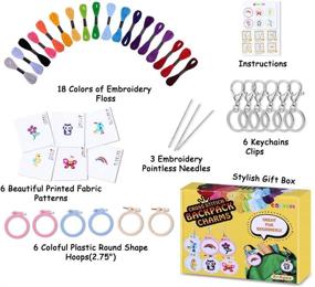 img 3 attached to 🧵 CGBOOM Cross Stitch Stamped Embroidery Kit: Fun DIY Beginner Set with Backpack Charms, 6 Patterns for Art, Craft, and Decoration