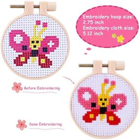 img 2 attached to 🧵 CGBOOM Cross Stitch Stamped Embroidery Kit: Fun DIY Beginner Set with Backpack Charms, 6 Patterns for Art, Craft, and Decoration