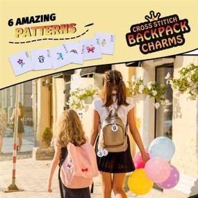 img 1 attached to 🧵 CGBOOM Cross Stitch Stamped Embroidery Kit: Fun DIY Beginner Set with Backpack Charms, 6 Patterns for Art, Craft, and Decoration