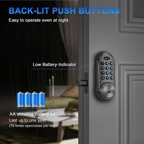 img 1 attached to 🔒 Hugolog Deadbolt Lock Electronic with Keypad, Keyless Entry Door Lock featuring Motorized Auto-Locking and Easy Installation, High-Security Material for Metal Home & Office