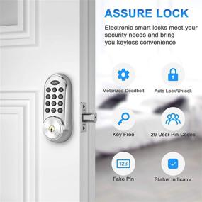 img 3 attached to 🔒 Hugolog Deadbolt Lock Electronic with Keypad, Keyless Entry Door Lock featuring Motorized Auto-Locking and Easy Installation, High-Security Material for Metal Home & Office