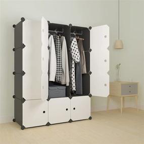 img 4 attached to 📦 Joeoy 14"x18" DIY Cube Storage Organizer with Doors - 30% More Space Portable Wardrobe Closets Clothes Organizer, Storage Cabinet Book Shelf for Bedroom, Living Room, Office, Dorm Room