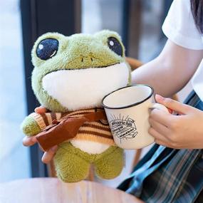 img 2 attached to 11.8-inch Green Frog Stuffed Animal Plush Toy with Sweater Clothes, Backpack, and Stand – Adorably Cute Frog Plushie Pillow for Kids, Perfect as Creative Decor Gift (11.8inch, Green-I)