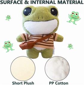 img 3 attached to 11.8-inch Green Frog Stuffed Animal Plush Toy with Sweater Clothes, Backpack, and Stand – Adorably Cute Frog Plushie Pillow for Kids, Perfect as Creative Decor Gift (11.8inch, Green-I)