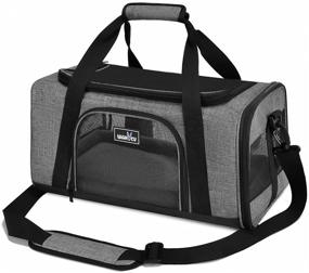 img 4 attached to 🐾 Wakytu TSA Approved Pet Carrier for Small to Medium Cats and Dogs - Adequate Ventilation, 4 Mesh Windows, 3 Entrances, Locking Safety Zippers - Padded Shoulder and Carrying Strap