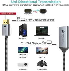 img 3 attached to 🔌 4K DisplayPort to HDMI Adapter Cable (2K 60Hz, 1080p 120Hz) - WARRKY Uni-Directional High-Speed DP to HDMI Converter for HP, Dell, GPU, AMD, NVIDIA, and More - Male to Female - Passive