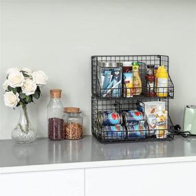 img 3 attached to X-cosrack Stackable Wire Baskets: Pantry Storage & Organization with Removable Dividers