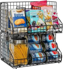 img 4 attached to X-cosrack Stackable Wire Baskets: Pantry Storage & Organization with Removable Dividers