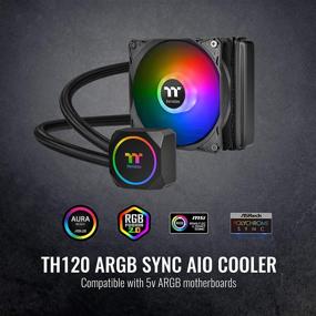 img 3 attached to 🌡️ Thermaltake TH120 ARGB Жидкостная система охлаждения с синхронизацией с материнской платой - высокоэффективный процессорный кулер 120 мм радиатор CL-W285-PL12SW-A, черный