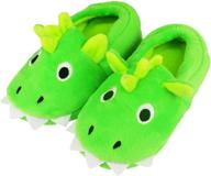 tirzrro kids big boys warm dinosaur slippers with soft memory foam - anti-slip & cute animal design logo