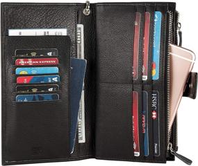 img 4 attached to Luxury Womens Leather Wristlet Wallet with Large Capacity, RFID Blocking, and Organizer by Mou Meraki