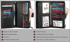 img 3 attached to Luxury Womens Leather Wristlet Wallet with Large Capacity, RFID Blocking, and Organizer by Mou Meraki