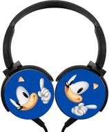 🎧 sonic blue lightweight headset wired headphones with mic over ear - cute men's stereo headsets for office, smartphone, and tv - 3.5mm logo