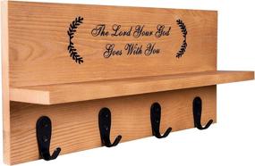 img 4 attached to Inspirational Gifts: Scripture Wall Decor, Wooden Key Holder Shelf, Rustic Wall Mounted Key Organizer with 4 Hooks - Perfect for Keys, Hats, Jackets, and Pet Leashes - Size: 16.5 x 7.5 x 3.125 inches