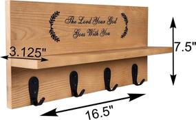 img 3 attached to Inspirational Gifts: Scripture Wall Decor, Wooden Key Holder Shelf, Rustic Wall Mounted Key Organizer with 4 Hooks - Perfect for Keys, Hats, Jackets, and Pet Leashes - Size: 16.5 x 7.5 x 3.125 inches