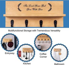 img 1 attached to Inspirational Gifts: Scripture Wall Decor, Wooden Key Holder Shelf, Rustic Wall Mounted Key Organizer with 4 Hooks - Perfect for Keys, Hats, Jackets, and Pet Leashes - Size: 16.5 x 7.5 x 3.125 inches