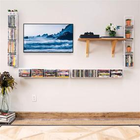 img 2 attached to 📚 34 Inch White Floating Shelves for Wall - Ideal for Video Games, CD, and DVD Storage - Set of 2 Metal Cube Storage Shelves by YouHaveSpace