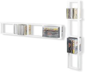 img 3 attached to 📚 34 Inch White Floating Shelves for Wall - Ideal for Video Games, CD, and DVD Storage - Set of 2 Metal Cube Storage Shelves by YouHaveSpace