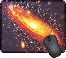 img 4 attached to 🖱️ Galaxy Nebula Mouse Pad - Stitched Edge, Non-Slip Rubber Base - 9.6x7.9x0.1 inch - Ideal for Computer, Laptop Mouse