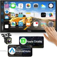 hieha 7 inch double din car stereo: apple carplay & android auto, bluetooth, backup camera, touch screen, am/fm, voice control, mirror link, a/v input logo