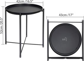 img 3 attached to Small Round Tray Metal End Table for Living Room Bedroom 🪑 Outdoor & Indoor - Nightstand, Sofa Side Snack Table with Removable Tray