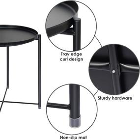 img 2 attached to Small Round Tray Metal End Table for Living Room Bedroom 🪑 Outdoor & Indoor - Nightstand, Sofa Side Snack Table with Removable Tray