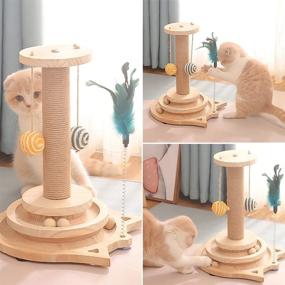 img 2 attached to 🐱 Marchul Cat Scratching Post: Interactive Sisal Toy with Hanging Ball & Spinning Balls - Perfect for Kitten Play & Scratching