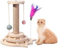 🐱 marchul cat scratching post: interactive sisal toy with hanging ball & spinning balls - perfect for kitten play & scratching logo